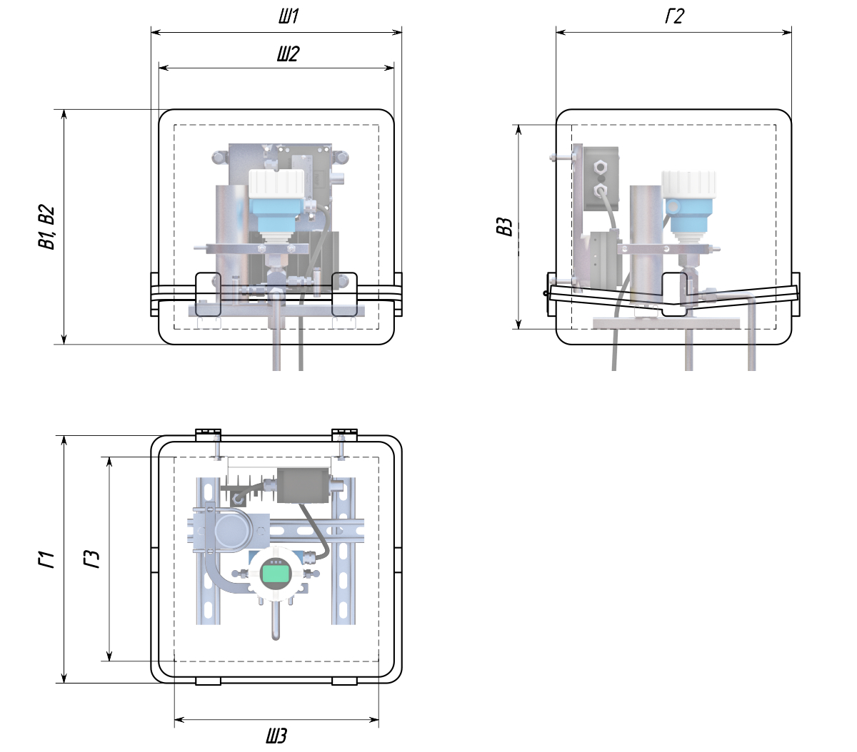 Термошкафы стеклопластиковые РизурБокс-С-U (RizurBox-C-U) горизонтального раскрытия