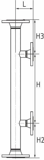 Размерный чертёж уровнемерной байпасной колонки