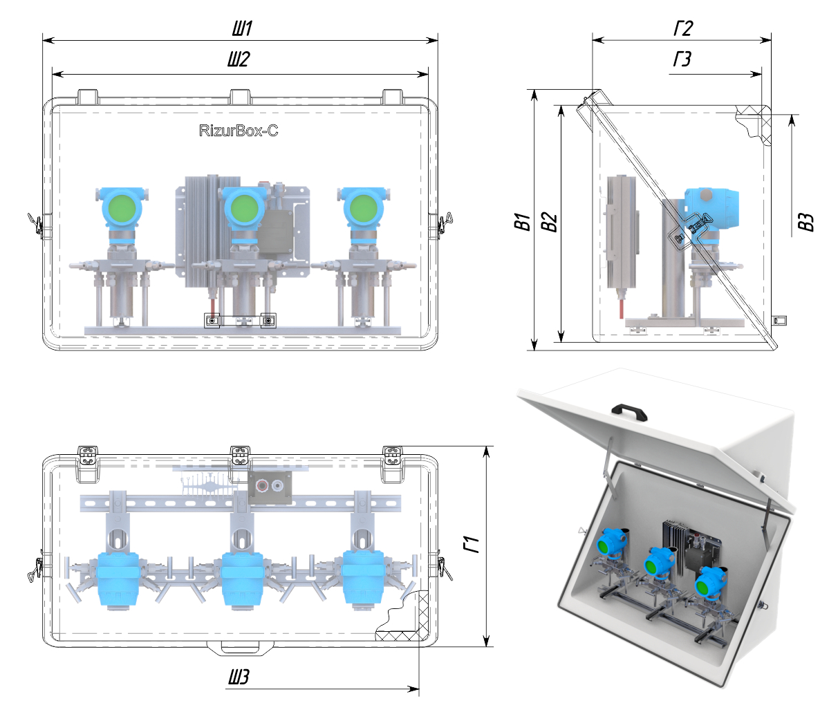 Термошкаф стеклопластиковый диагонального раскрытия типа РизурБокс-С