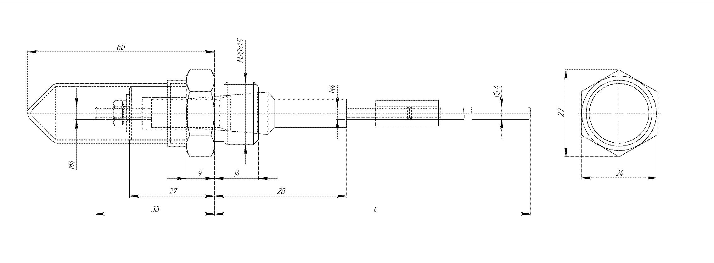 Габаритные размеры датчика