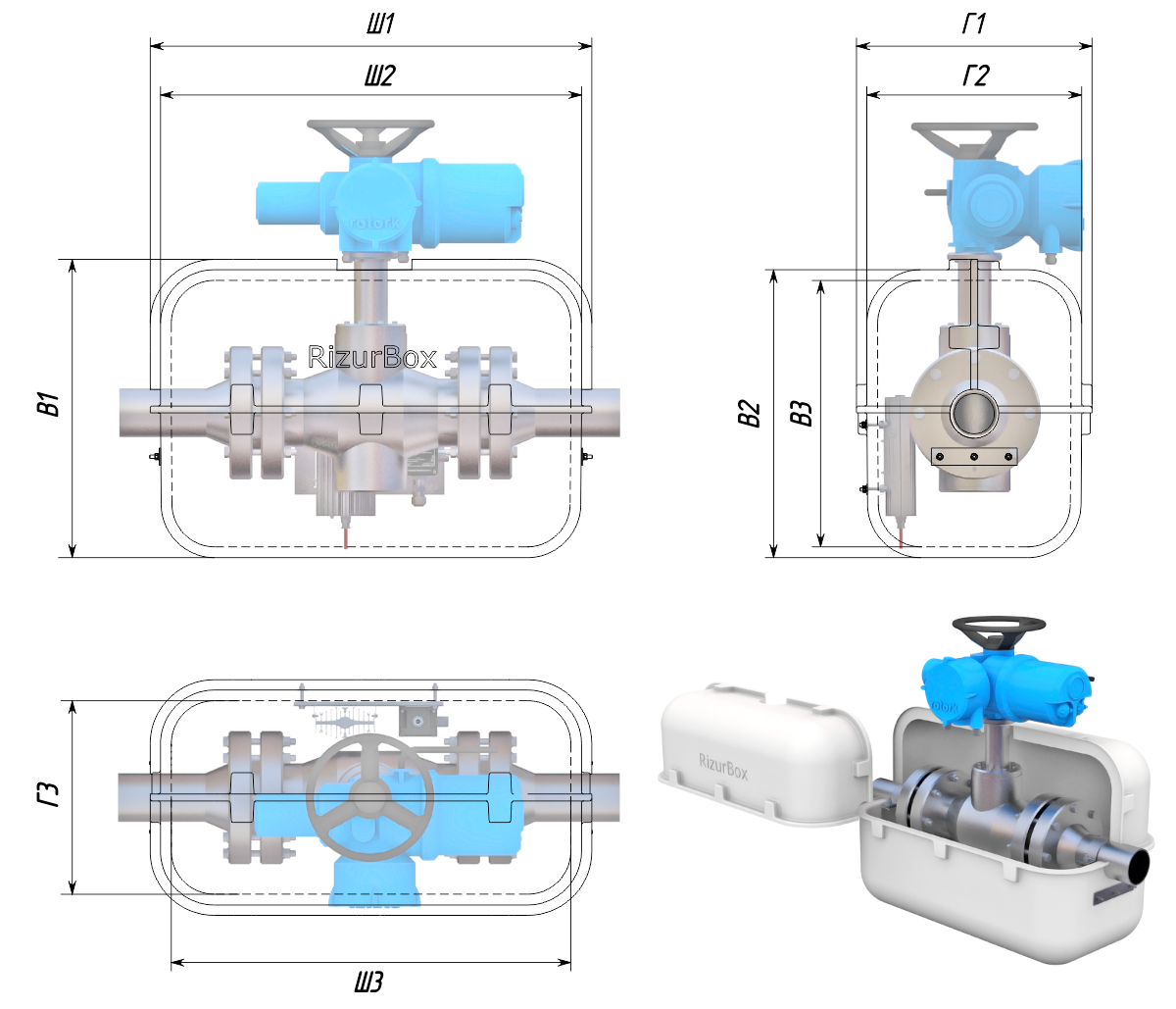 Термошкафы стеклопластиковые РизурБокс-С (RizurBox-C) разъёмные