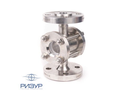 Визуальный индикатор потока с фланцевым уплотнением смотрового стекла РИЗУР-ВИП-1