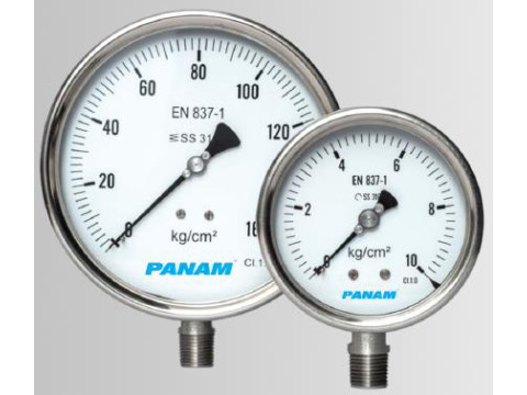 Манометры, вакуумметры, мановакуумметры показывающие с трубкой Бурдона PANAM 