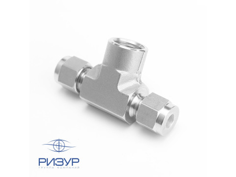 Тройник обжимной с центральным отводом с внутренней резьбой RizurLok-T-O-Pf-O