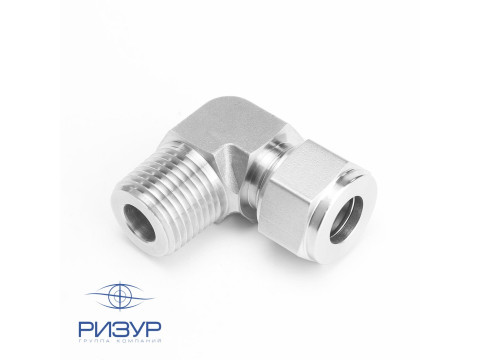 Фитинг угловой проходной обжимной с наружной резьбой RizurLok-U-O-Pm